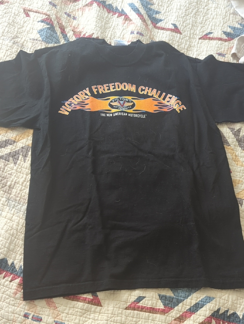 Victory Motorcycles Black Tee with Orange Flame Graphic